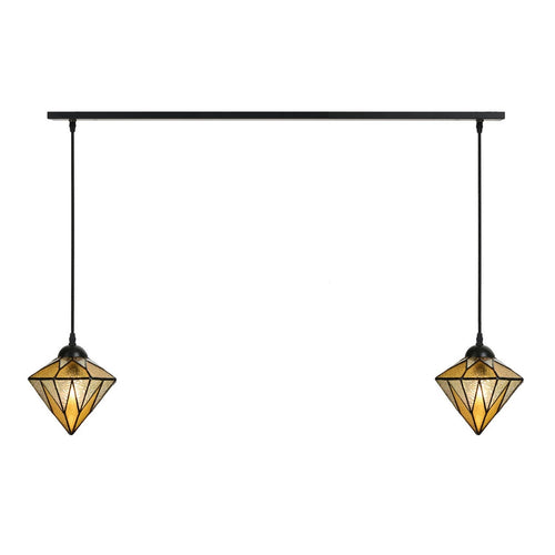 2 x Tiffany Aiko Yellow aan plafondbalk